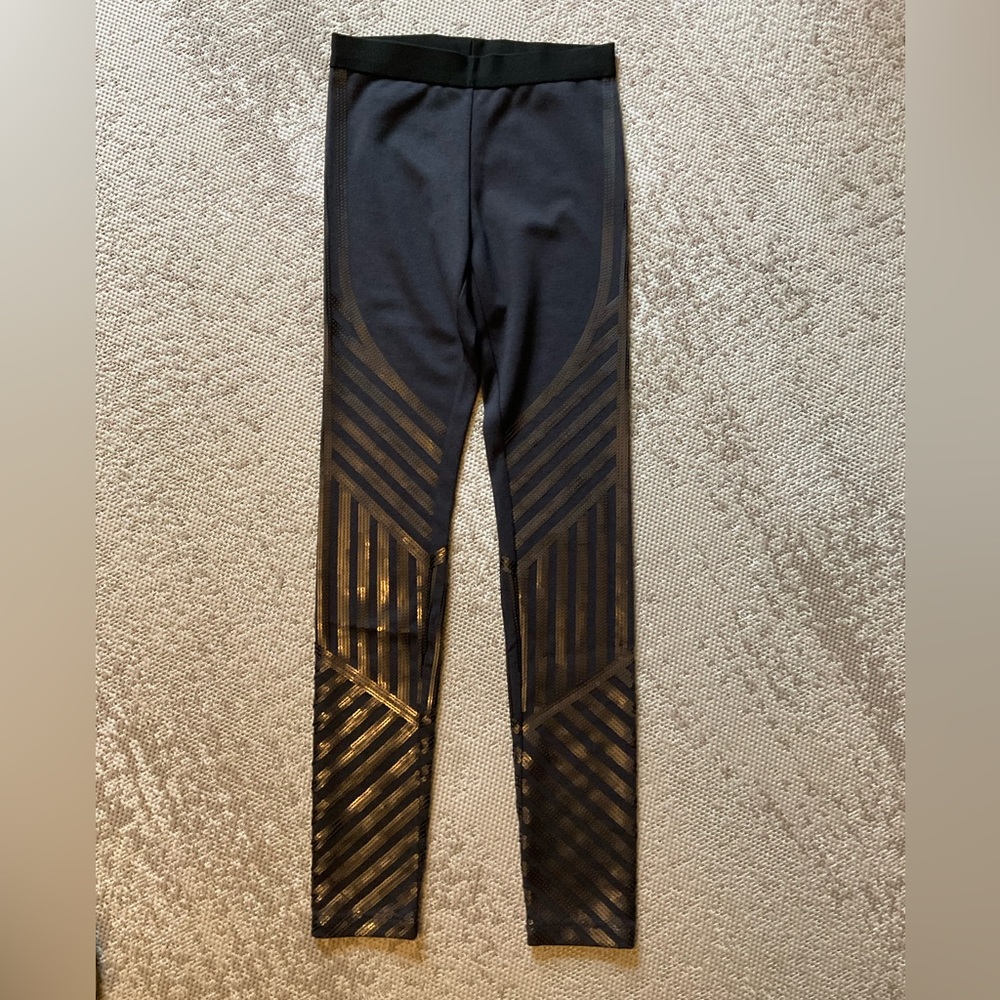 BCBG black leggings with gold sequins